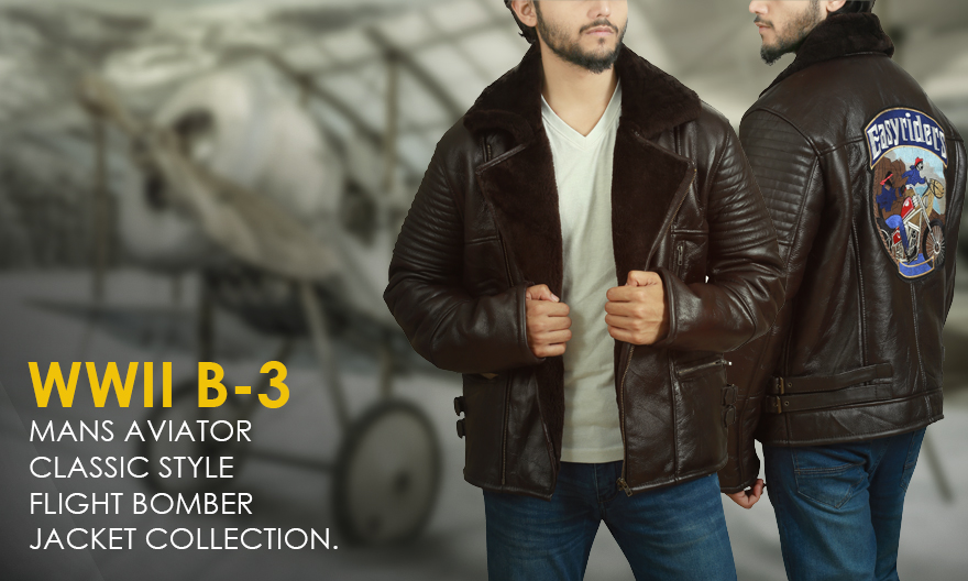 WWII-B-3-Mans-Aviator-Classic-Style-Flight-Bomber-Jacket-Collection